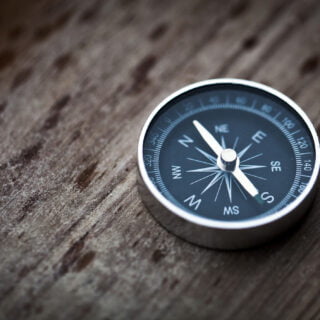 Compass on wood
