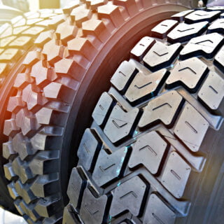 Tread pattern on wheel tire truck in store
