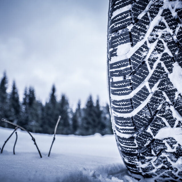 Snow tire in winter
